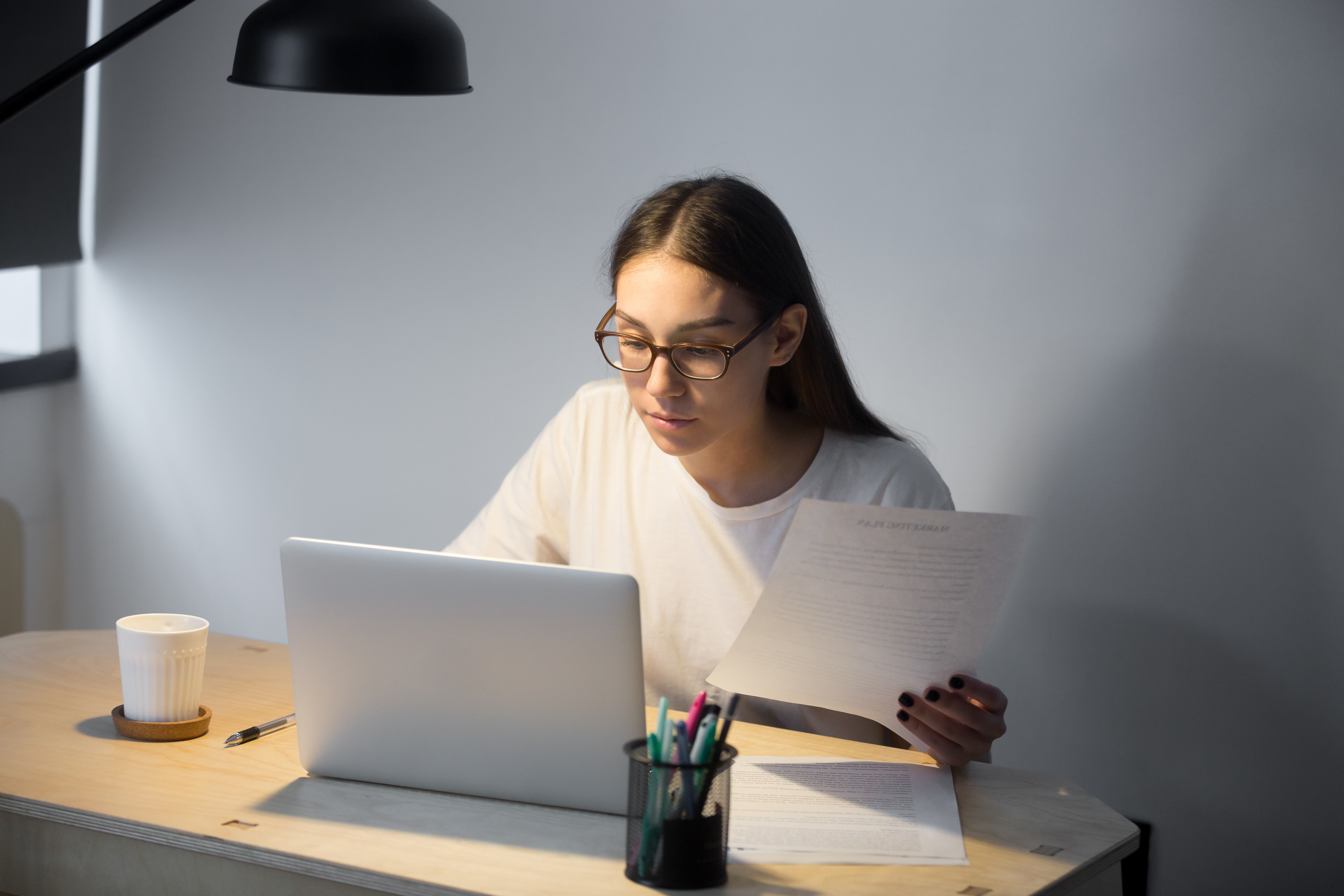 Etudiante en télétravail