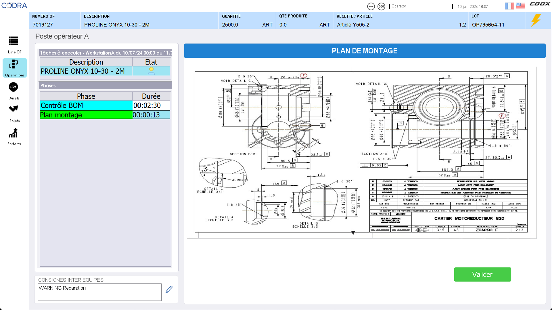 Mesbox PMT (Production / Quality Management & Traceability) PMT : plan de montage opérateur