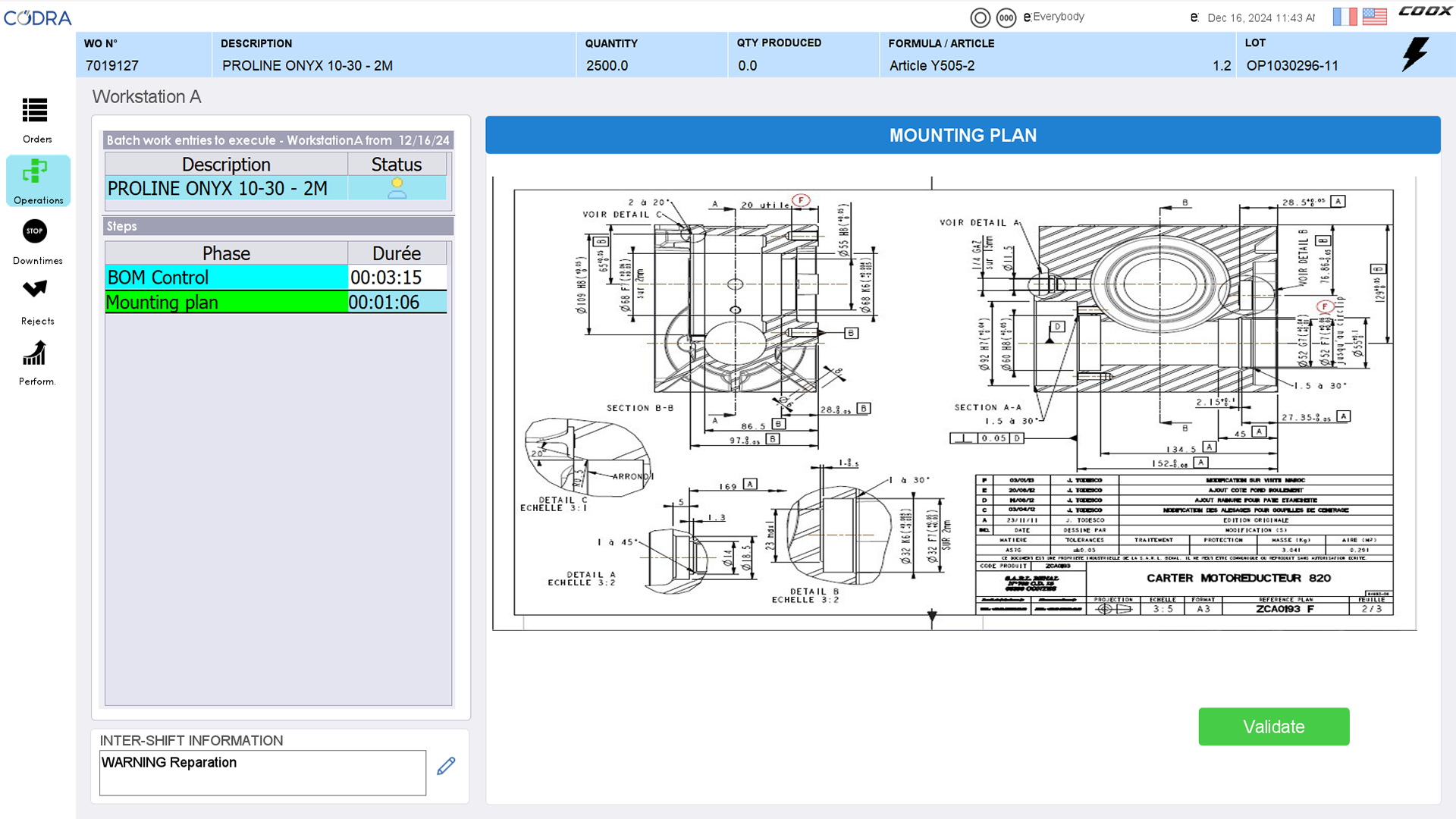 Mesbox PMT (Production / Quality Management & Traceability) PMT : operator assembly plan